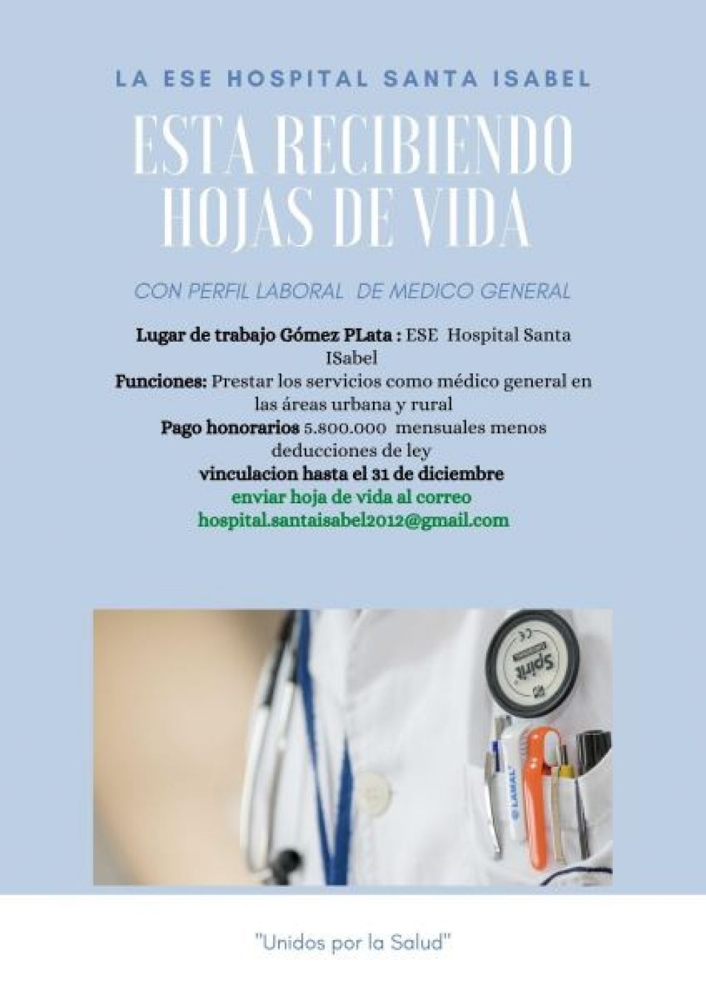 CONVOCATORIA LABORAL MEDICO GENERAL