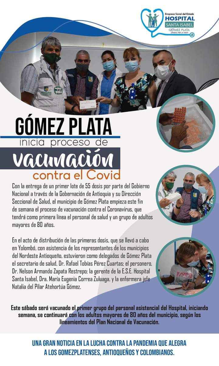 GÓMEZ PLATA INICIA PROCESO DE VACUNACIÓN CONTRA EL COVID
